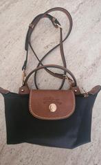 Longchamp le pliage mini zwart bruin tasje crossbody bag, Verzenden, Zo goed als nieuw, Zwart