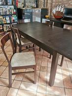 Table Noire Ikea Bjursta + 6 chaises associées tissus, 200 cm of meer, 100 tot 150 cm, Gebruikt, Rechthoekig