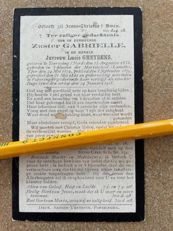 OORLOGSLACHTOFFER 14-18 POPERINGHE Zuster Gabrielle +24/1/15 beschikbaar voor biedingen