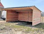 Schuilstal 4x6m in massief Douglashoutplanken 'Op voorraad', Weidegang, 2 of 3 paarden of pony's