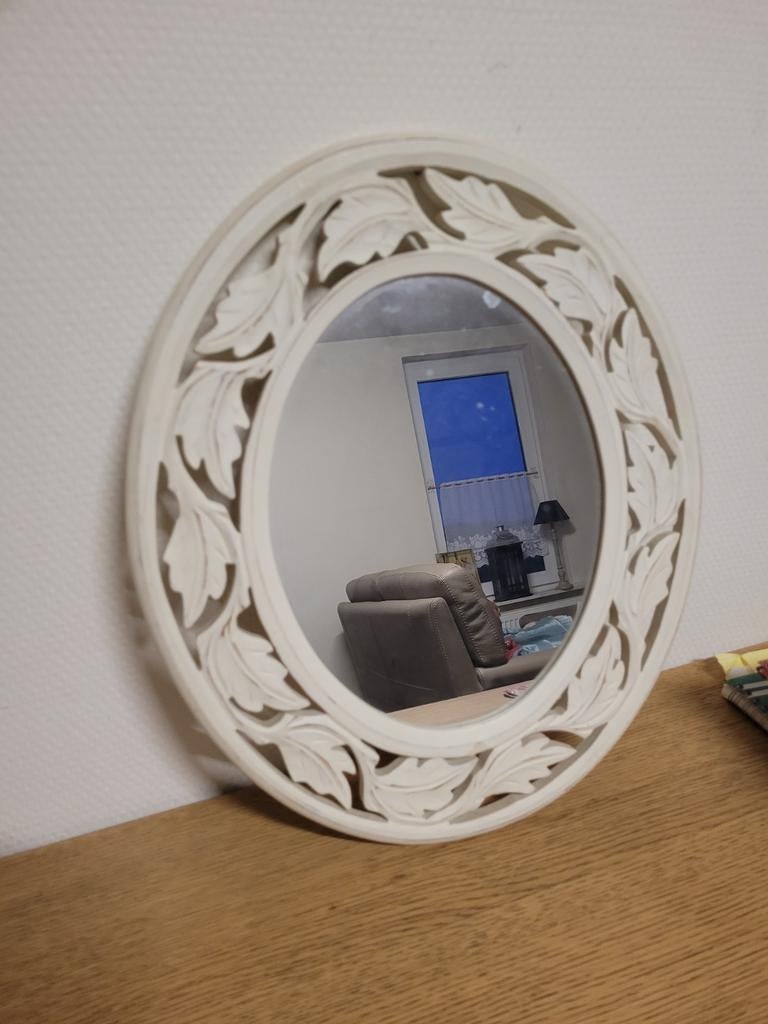 Miroir ovale/cadre bois/comme neuf, Maison & Meubles, Enlèvement ou Envoi, Comme neuf, Ovale