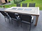 Tuintafel met 6 stoelen, Tuin en Terras, Ophalen, Gebruikt, 6 zitplaatsen, Teakhout