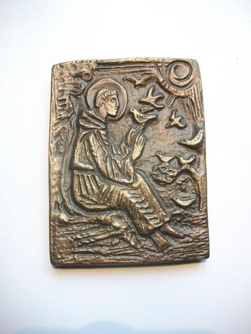 Franciscus van Assisi - koperen plaat basrelief beschikbaar voor biedingen