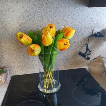 Tulpen met vaas