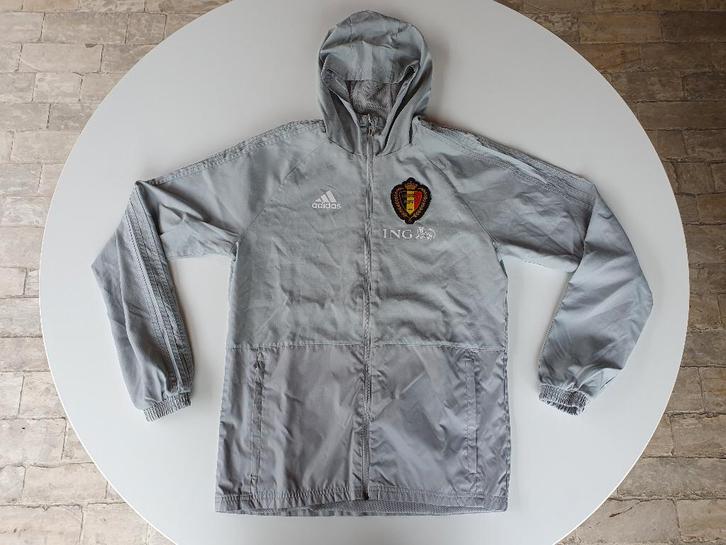 Grijze training met kap KBVB ING (Adidas, S), Verzamelen, Sportartikelen en Voetbal, Gebruikt, Overige typen, Ophalen of Verzenden