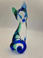 Vintage Murano glas poes kat blauw groen, Antiek en Kunst, Ophalen of Verzenden