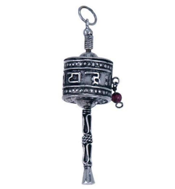 Gebedswiel hangertje zilver, met mantra, Handtassen en Accessoires, Kettinghangers, Nieuw, Zilver, Zilver, Kruis of Symbool, Ophalen of Verzenden