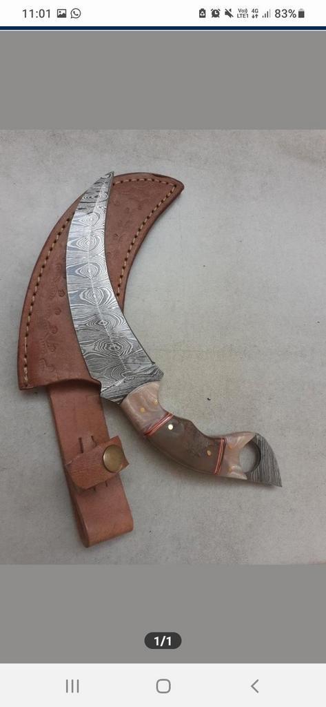 Damascus Karambit, Caravans en Kamperen, Kampeergereedschap, Zo goed als nieuw, Ophalen of Verzenden