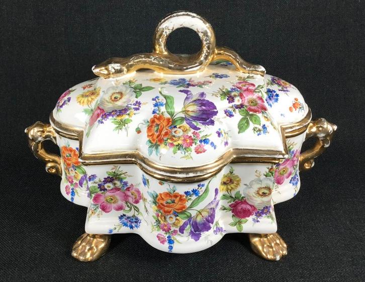 Boch Keralux fleur de saxe vintage bonbonniere middenstuk, Antiek en Kunst, Antiek | Keramiek en Aardewerk, Ophalen of Verzenden