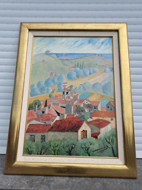 Huile sur panneau village signe vandervelden, Antiek en Kunst, Kunst | Schilderijen | Klassiek, Ophalen of Verzenden