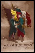 WW I  - Colored Photo PC 1918 - Belgian & French soldiers, Politiek en Historie, Ongelopen, Verzenden