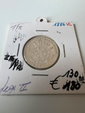 Zilveren 1 Frank 1886 Vlaams Leopold 2 (209) beschikbaar voor biedingen
