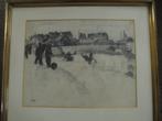 Willem Paerels  1878 - 1962  Tekening   Vissersdorp, Antiek en Kunst, Verzenden