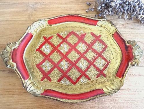 Subliem Florentijns dienblad, vintage. 51 x 34,5 cm., Huis en Inrichting, Woonaccessoires | Dienbladen, Gebruikt, Hout, Overige vormen