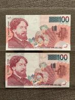 2 biljetten België 100 fr ensor, Ophalen of Verzenden, Setje