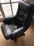 Lederen zwarte relaxzetel, Huis en Inrichting, Ophalen, Gebruikt