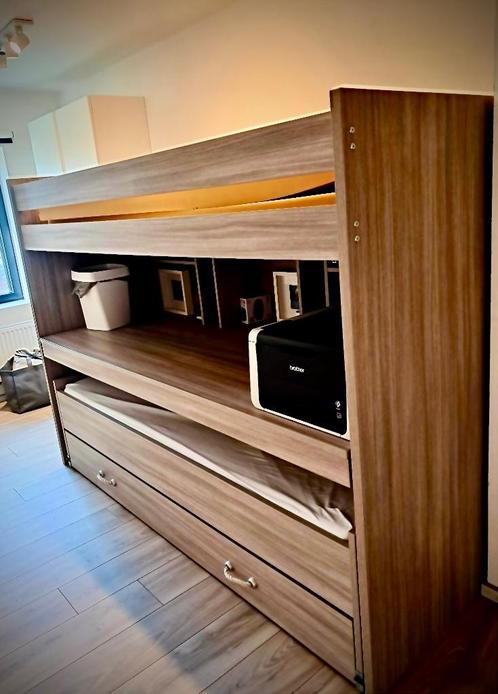 Stapelbed met bureau en opbergvakken, Huis en Inrichting, Slaapkamer | Stapelbedden en Hoogslapers, Zo goed als nieuw, Stapelbed