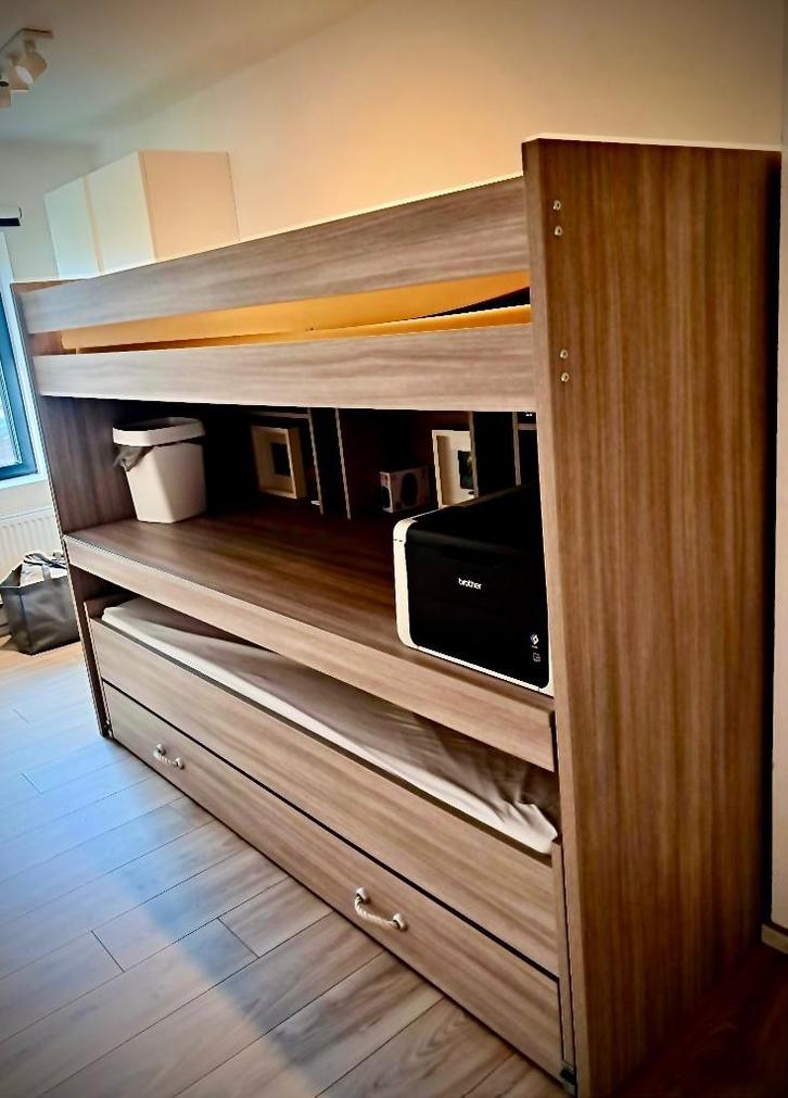 Stapelbed met bureau en opbergvakken, Huis en Inrichting, Slaapkamer | Stapelbedden en Hoogslapers, Zo goed als nieuw, Stapelbed
