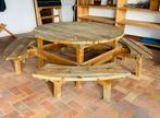 Picknicktafel 8 personen, Nieuw, Rond, Hout, Ophalen