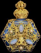 Art Deco Parfum Flesje Goudtoon Flacon Filigrain Malachiet, Antiek en Kunst, Antiek | Glaswerk en Kristal, Verzenden
