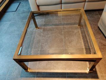 Glazen salontafel met gebronzeerd frame beschikbaar voor biedingen