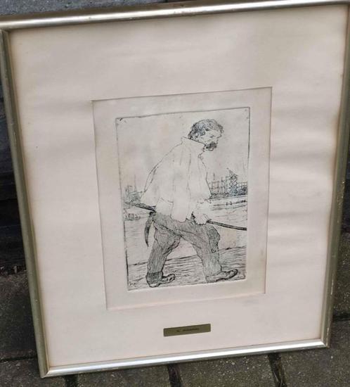 Gravure homme signe Henri evenepoel, Antiek en Kunst, Kunst | Etsen en Gravures, Ophalen of Verzenden