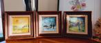 Mooi trio schilderijtjes olieverf op paneel, Antiek en Kunst, Kunst | Schilderijen | Klassiek, Ophalen of Verzenden
