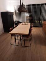 Eettafel uit Essenhout met 6 lederen stoelen, Ophalen