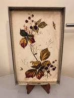 Fraai porseleinen metalen dienblad met motieven, Roos., Ophalen of Verzenden