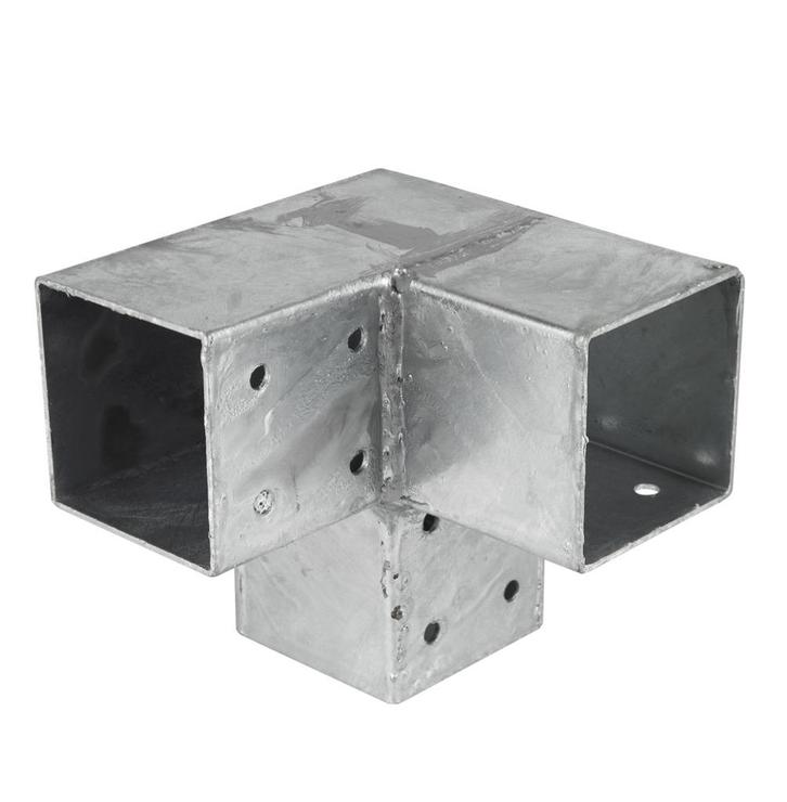 Paalhouder / Paalverbinder hoekstuk 3-kants 7x7 cm gegalvani, Doe-het-zelf en Bouw, IJzerwaren en Bevestigingsmiddelen, Nieuw