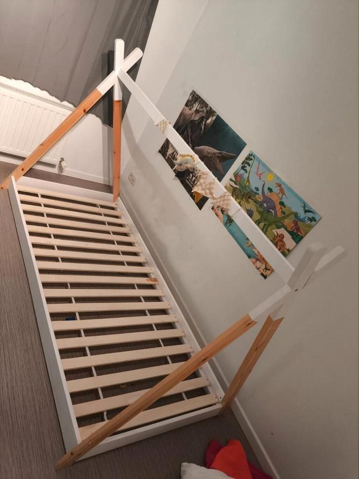 tipi kinderbed 90 x 200 cm hout 1 persoon wit, Kinderen en Baby's, Kinderkamer | Bedden, Gebruikt, 180 cm of meer, 85 tot 100 cm