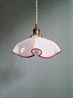 Suspension Art Déco en verre plissé moucheté blanc, 1930, Enlèvement ou Envoi