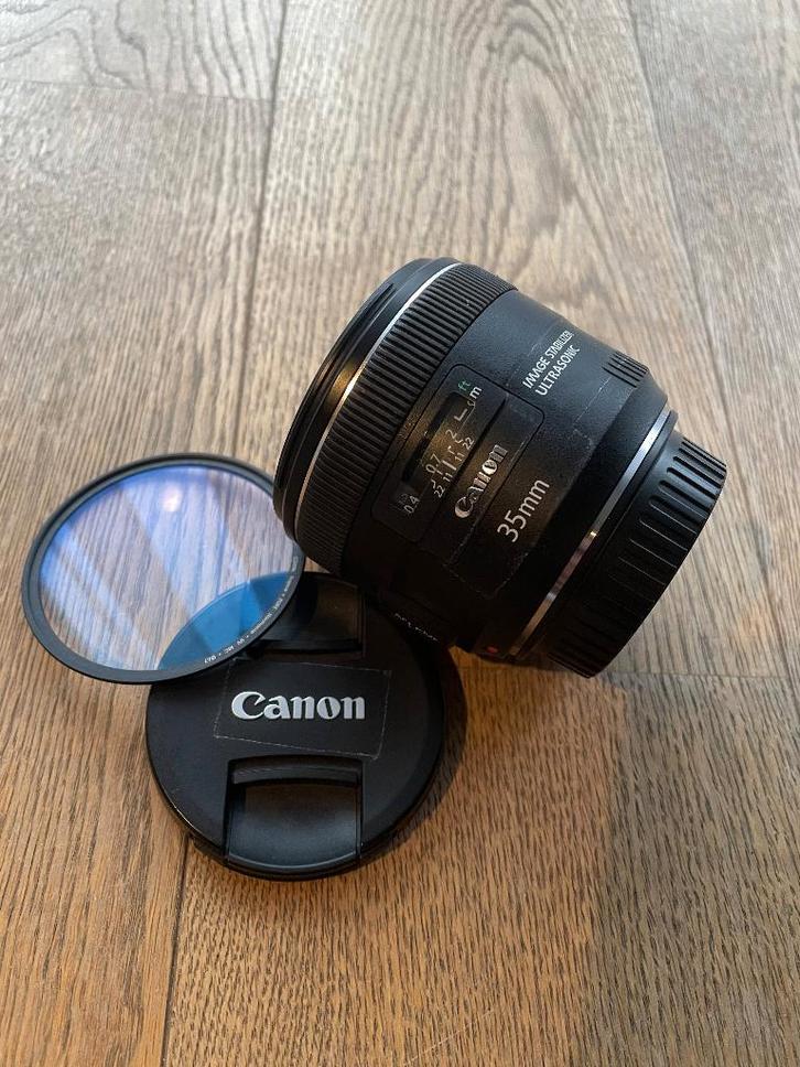 Canon EF 35mm f/2 IS USM+ UV-filter, Audio, Tv en Foto, Foto | Lenzen en Objectieven, Zo goed als nieuw, Standaardlens, Ophalen of Verzenden