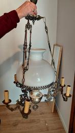 rustieke kroonluchter met glazen kelk, Maison & Meubles, Lampes | Lustres, Enlèvement, Utilisé, Verre, Antiek uitzicht