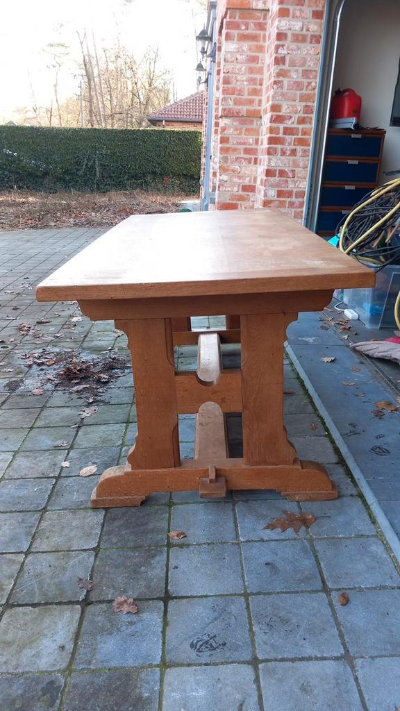 Eettafel van massieve eik., Huis en Inrichting, Tafels | Eettafels, Zo goed als nieuw, 50 tot 100 cm, 200 cm of meer, Vijf personen of meer