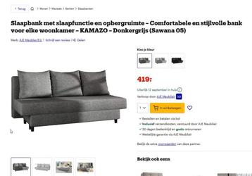 sofa zetel slaapbank met slaapfunctie beschikbaar voor biedingen