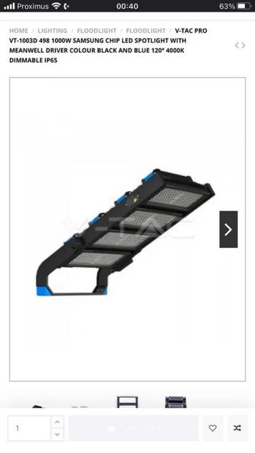 2 x LEDlamp 1000W voor verlichting -piste / sportveld / werf beschikbaar voor biedingen