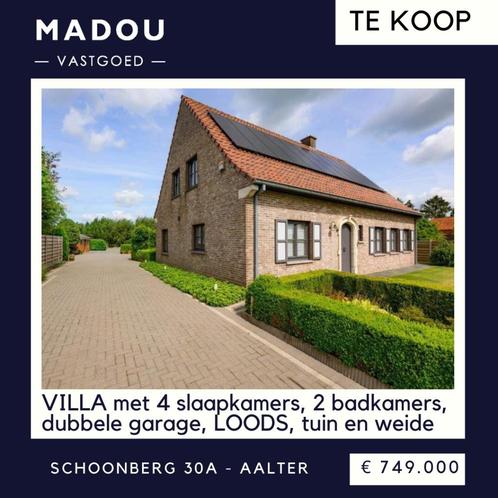 Villa 4 slpks, 2 badk, dubbele garage, loods, tuin en weide, Immo, Huizen en Appartementen te koop, Provincie Oost-Vlaanderen