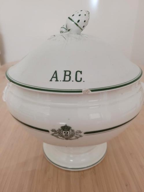 Soupière ancienne-porcelaine militaire "mess sous-officier", Antiek en Kunst, Antiek | Schalen, Ophalen