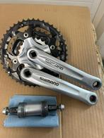 Shimano MTB trapstel + trapas, Fietsen en Brommers, Fietsonderdelen, Crankstel of Pedalen, Gebruikt, Shimano, Mountainbike