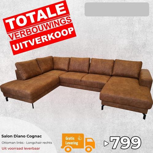 XN Salons cognac stof 304x198x148 NIEUW +Gratis Levering, Huis en Inrichting, Zitzakken, Nieuw, Ophalen of Verzenden