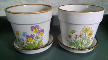 2 Vintage bloempotten botanica porselein 13cm beschikbaar voor biedingen