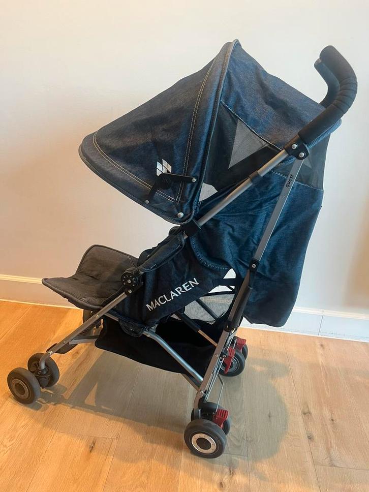 Plooibuggy Maclaren limited edition jeans kleur. ., Enfants & Bébés, Buggys, Comme neuf, Maclaren, Protection de pluie, Dossier réglable