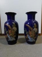 Kobaltblauw Blauw Japans Japanse vaas koppel Fazanten Azië, Blauw, Aardewerk of Porselein, Ophalen of Verzenden, Zo goed als nieuw