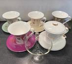 Set van 6 kopjes en 5 schoteltjes in porselein speciaal t, Zo goed als nieuw, Porselein, Overige stijlen, Overige typen