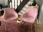2 Chaises en velour rose, Maison & Meubles, Chaises, Autres matériaux, Utilisé, Deux
