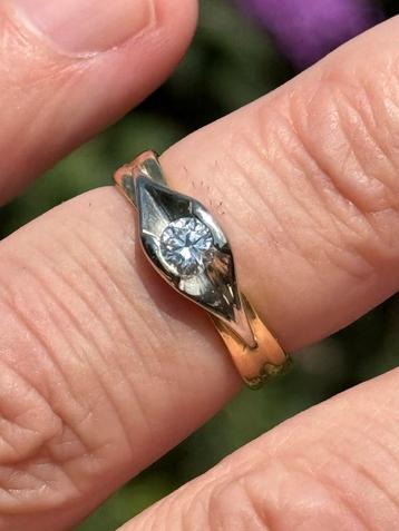 18K gouden ring met natuurlijke diamant 0.30ct certificaat! beschikbaar voor biedingen