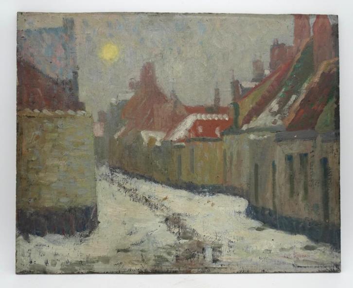 OCTAAF OCTAVE SOUDAN ORIGINEEL SCHILDERIJ OP PLAAT, Antiek en Kunst, Kunst | Schilderijen | Klassiek, Ophalen of Verzenden