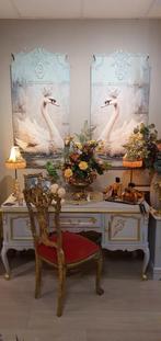 Set van twee brocante wandpanelen met zwanen, Enlèvement