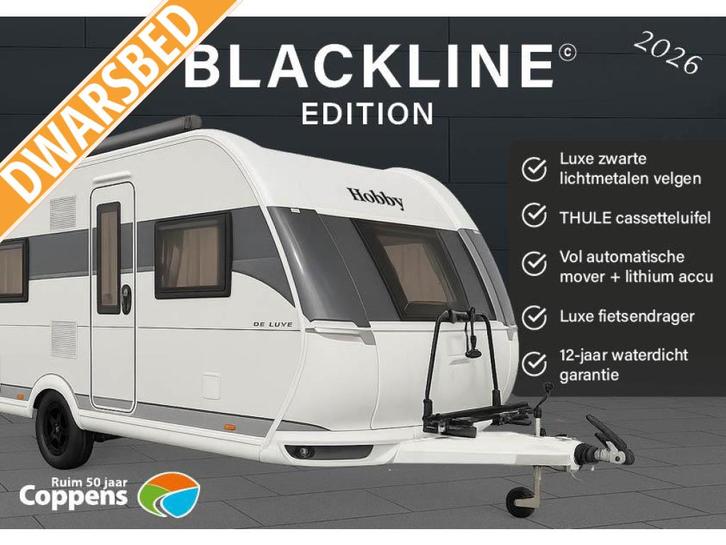 Hobby On Tour 390 SF BLACKLINE ACTIE 2026, Caravans en Kamperen, Caravans, tot en met 4, 750 - 1000 kg, Treinzit, Hobby, Vast bed